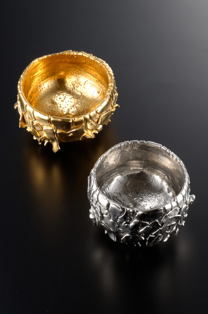 桑田卓郎　白金彩　金彩　梅皮花