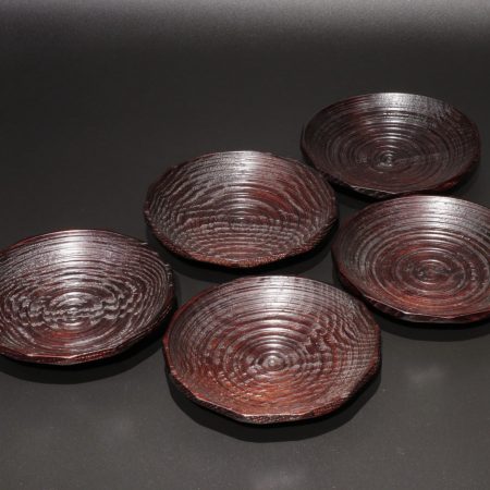 村瀬治兵衛　沢栗　ハツリ　銘々皿　茶托　漆器