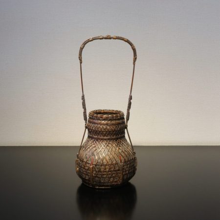 島田竹宝斎　京都　花入　唐物瓢形手付籠