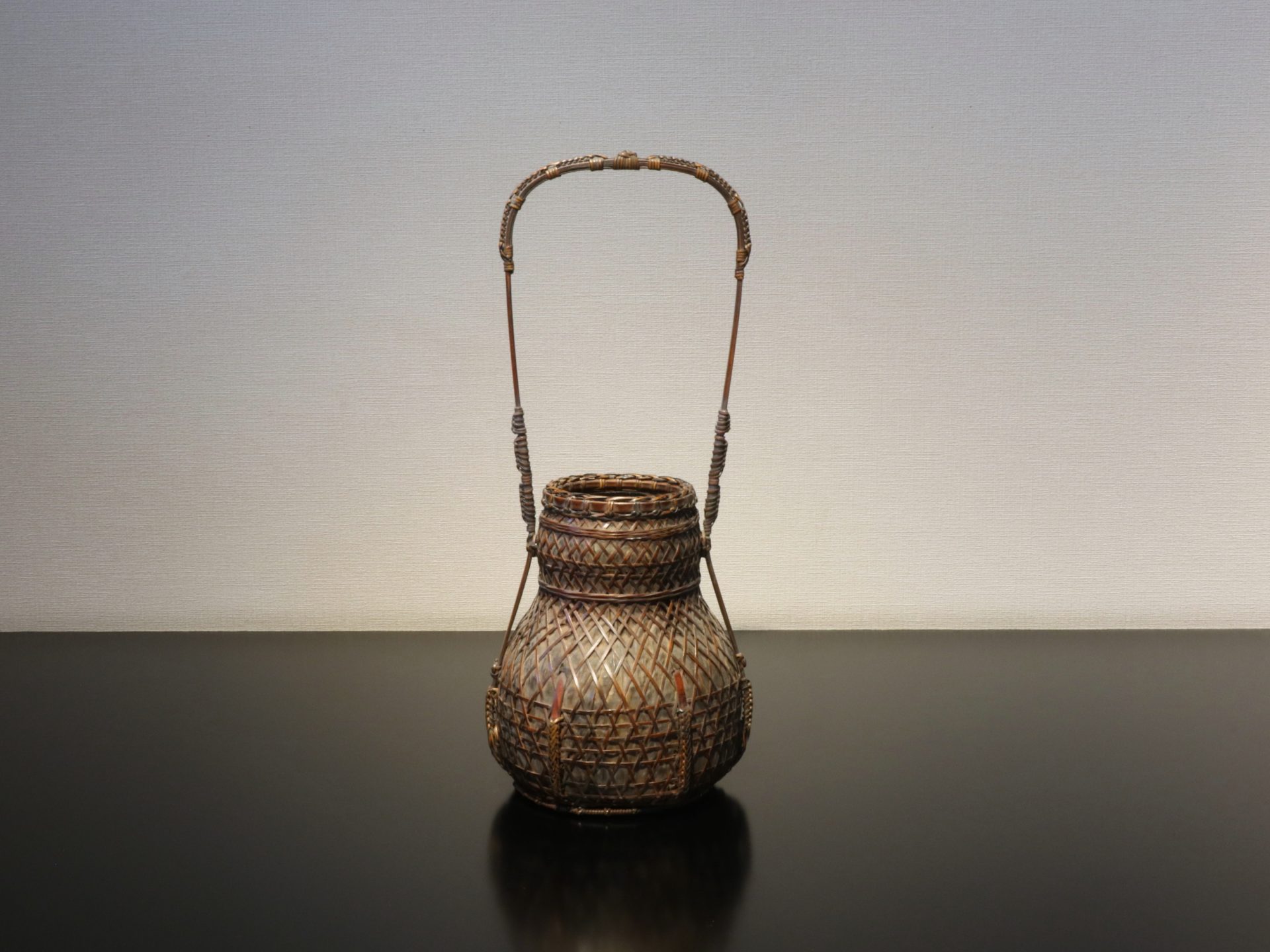 島田竹宝斎 京都 花入 唐物瓢形手付籠