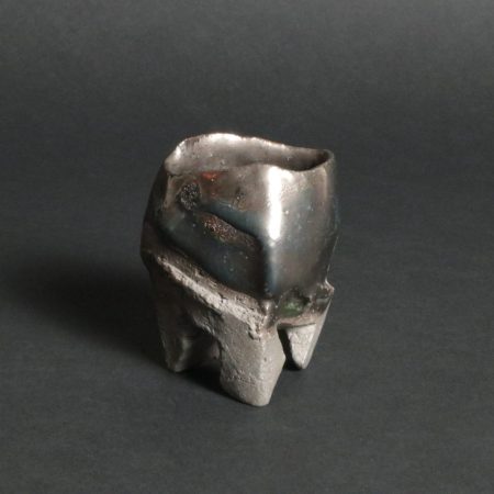 隠崎隆一　備前　銀彩織部酒呑　ぐい呑　盃　酒器