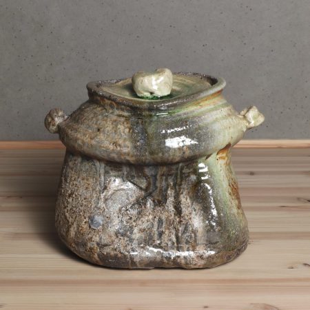 小島憲二　伊賀耳付水指　ビードロ　自然釉