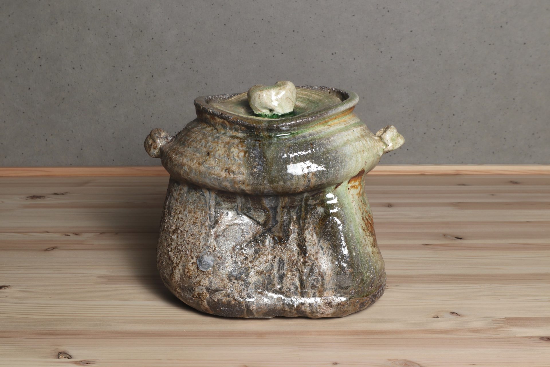 小島憲二 伊賀耳付水指 ビードロ 自然釉