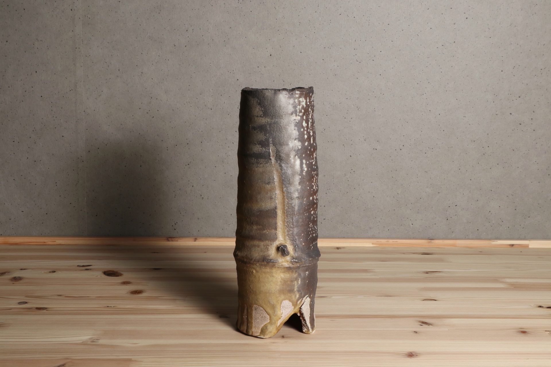 堀一郎 黄瀬戸竹花入 瑞浪市 岐阜県