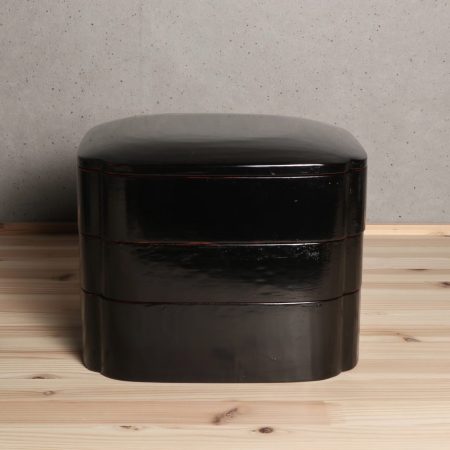 呂色内朱三段重箱　松崎融　木工　漆器　塗物　