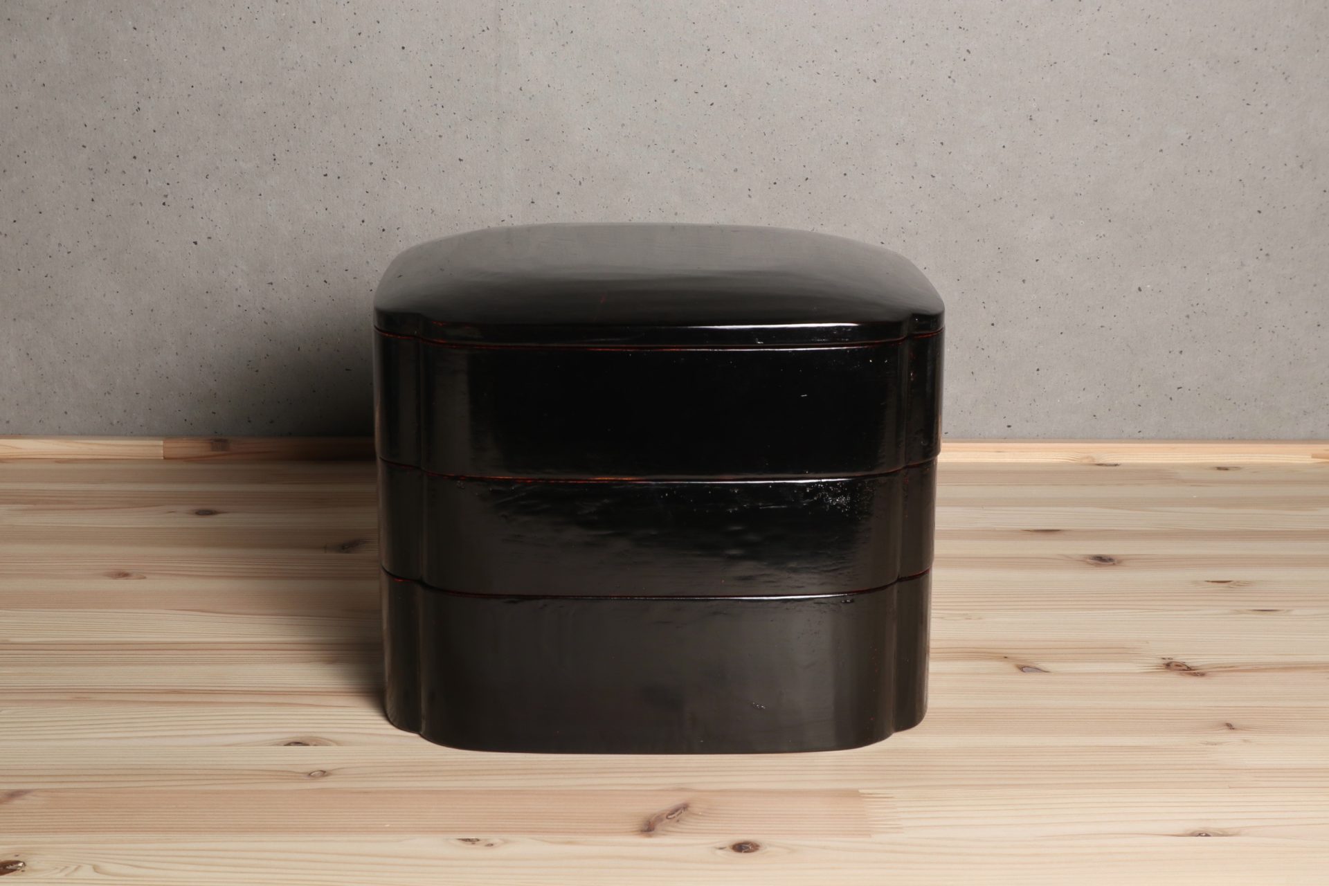 呂色内朱三段重箱 松崎融 木工 漆器 塗物