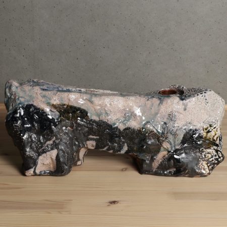 安食潤　出雲　塩釉石門　花入　花器