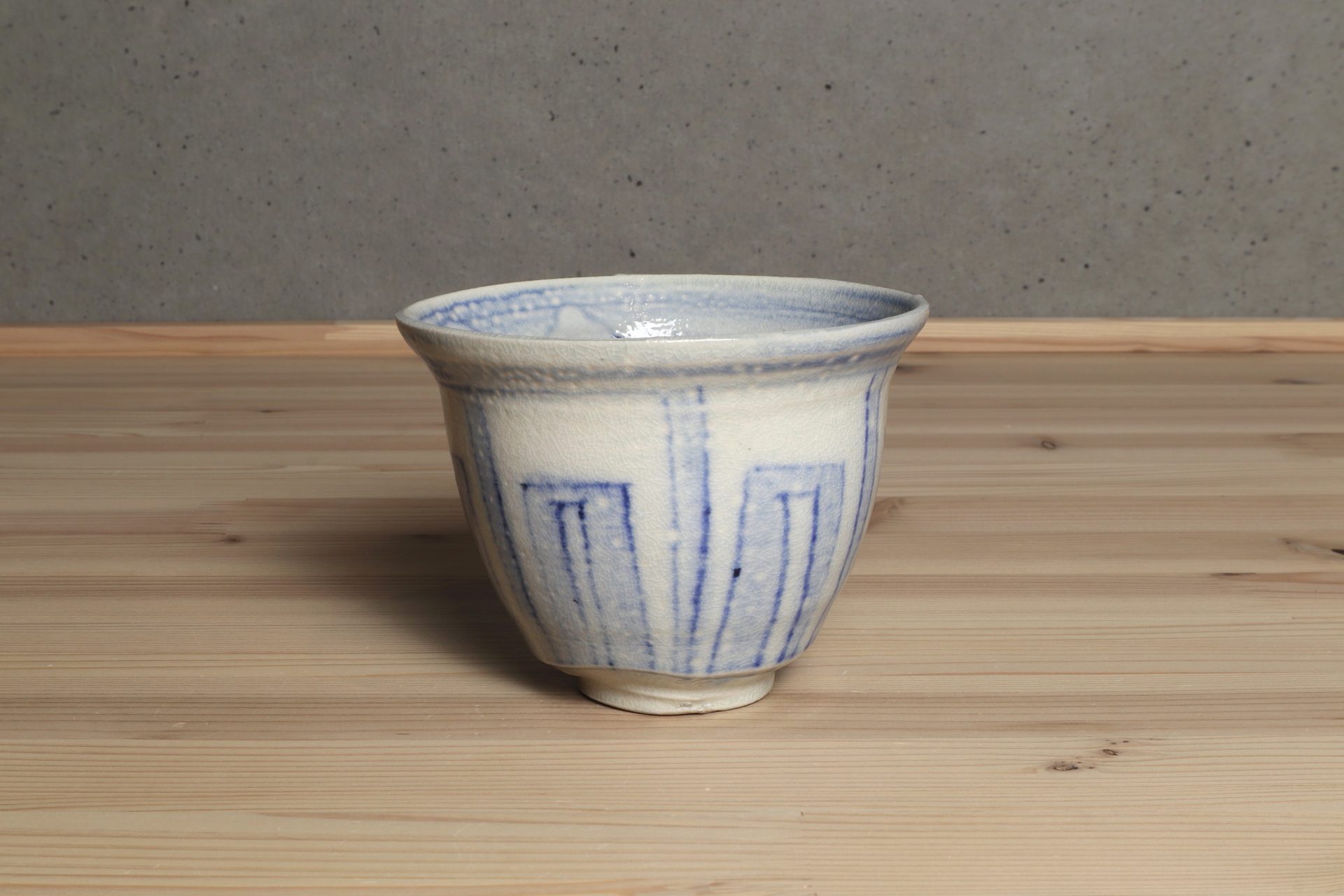 安食ひろ 塩釉茶碗 染付 安南 出雲 茶道具
