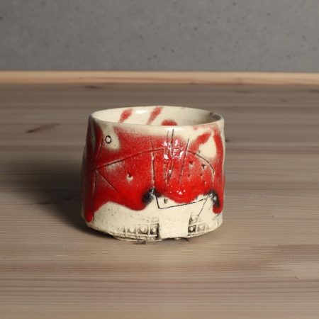 山田和　赫釉織部ぐい吞　酒器　越前