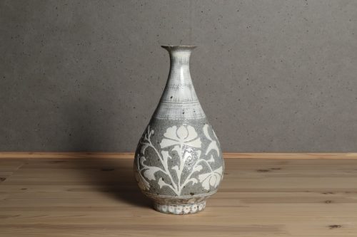 佐藤正一　搔落草花紋花入　花器　柏崎　新潟