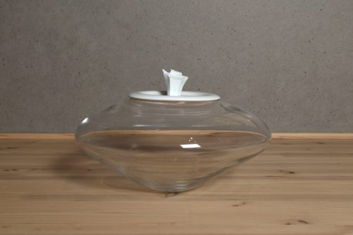 加藤委　硝子水指　青白磁蓋