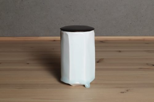 加藤委　青白磁面取湯呑　蓋物